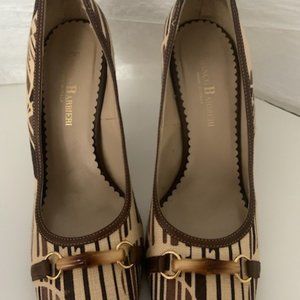 Franco Barbieri Brown/Tan Fabric Heels